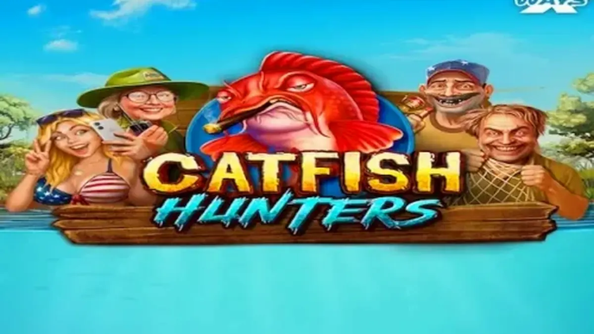 Pemandangan bawah air yang penuh dengan simbol memancing dalam slot Catfish Hunters