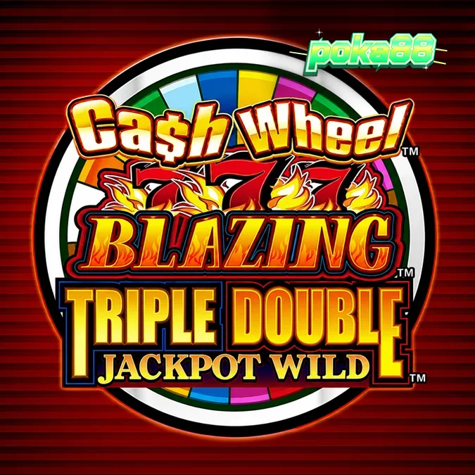 Tampilan visual mesin slot Cash Wheel Blazing 777 Triple Double Jackpot Wild dengan simbol klasik.